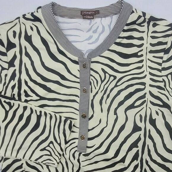 J McLaughlin Catalina Cloth Women's Large Zebra Tunic Henley Top Stretch - Picture 1 of 11